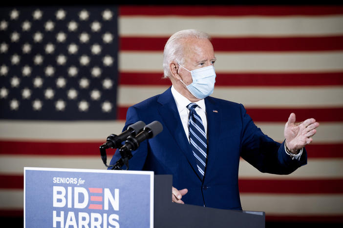 Democratic presidential nominee Joe Biden speaks about his vision for older Americans Tuesday in Pembroke Pines, Fla. President Trump won the senior vote four years ago.