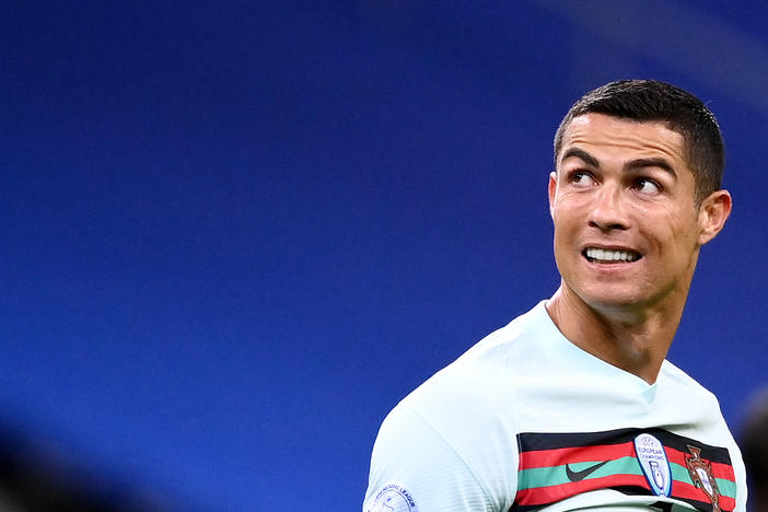 Portugal's forward Cristiano Ronaldo looks on during the Nations League football match between France and Portugal, on Sunday. Ronaldo has tested positive for the coronavirus.