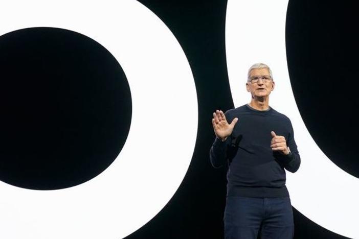 Apple CEO Tim Cook announces the launch of the iPhone 12, which is the first iPhone enabled to harness the power of the 5G network.