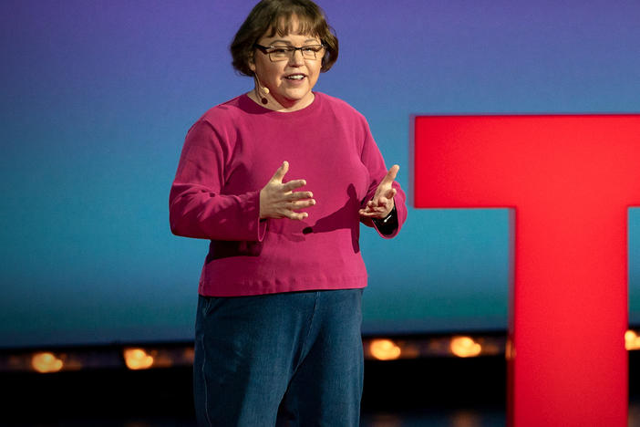 Rebecca Knill speaks at TED@WellsFargo, February 5, 2020, at the Knight Theater in Charlotte, NC. Photo: Ryan Lash / TED
