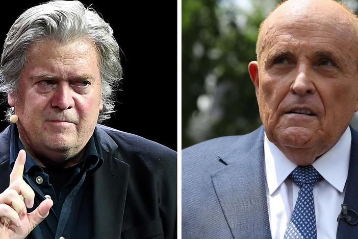 The <em>New York Post</em>'s claims about Hunter Biden relied on Steve Bannon (left), Rudy Giuliani and a heavy dose of assumptions.