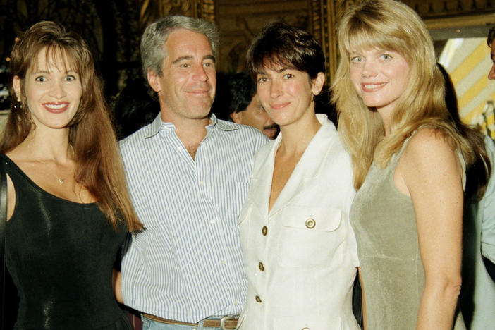 Ghislaine Maxwell, seen here at center right with the disgraced late financier Jeffrey Epstein, gave a deposition in 2016 that should be released, an appeals court says. Maxwell is seen here with Epstein and others a party at the Mar-a-Lago club in Palm Beach.