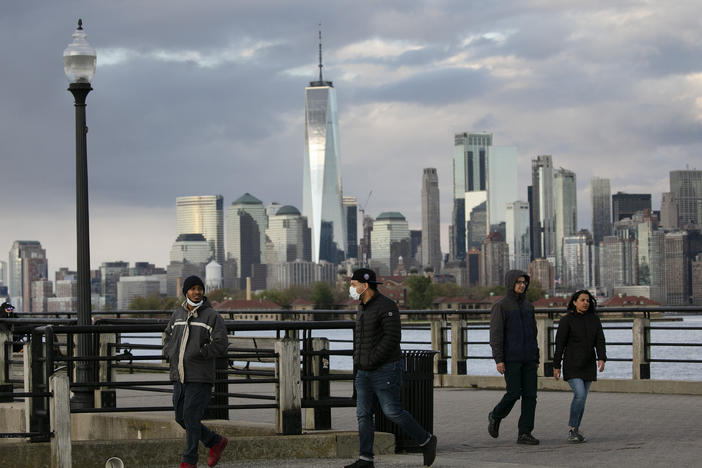 New York City, as seen here from Jersey City, N.J. in May, is suing the Trump administration over its "anarchist" designation.