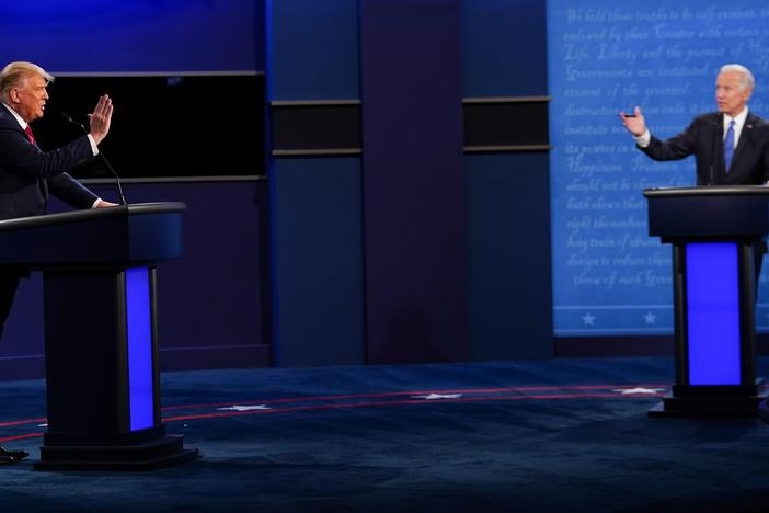 President Trump, left, and former Vice President Joe Biden met for the last presidential debate at Belmont University in Nashville, Tenn. For the most part, it was a civil night.