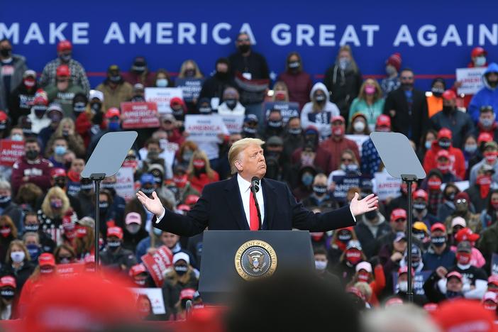 President Trump holds a rally in Londonderry, N.H., on Sunday.