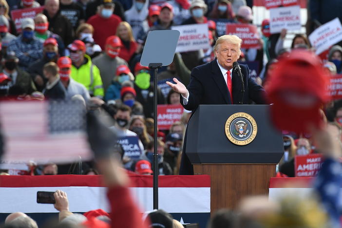 In recent days, President Trump has held a flurry of rallies. Here he is speaking during one in Londonderry, N.H., on Sunday.