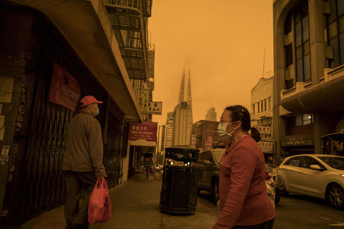 Pollution is a global problem. Above: Stockton Street in the Chinatown district of San Francisco on Sept. 9, a time when air quality was affected by wind and wildfires.