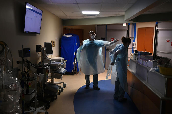 The ICU at Tampa General Hospital in Tampa, Fla., was 99% full this week, according to an internal report produced by the federal government. It's among numerous hospitals the report highlighted with ICUs filled to over 90% capacity.