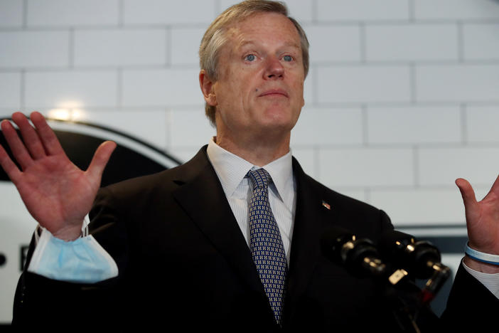 Gov. Charlie Baker, seen here in September, announced a series of new coronavirus restrictions for the state of Massachusetts today. (Craig F. Walker/The Boston Globe via Getty Images)