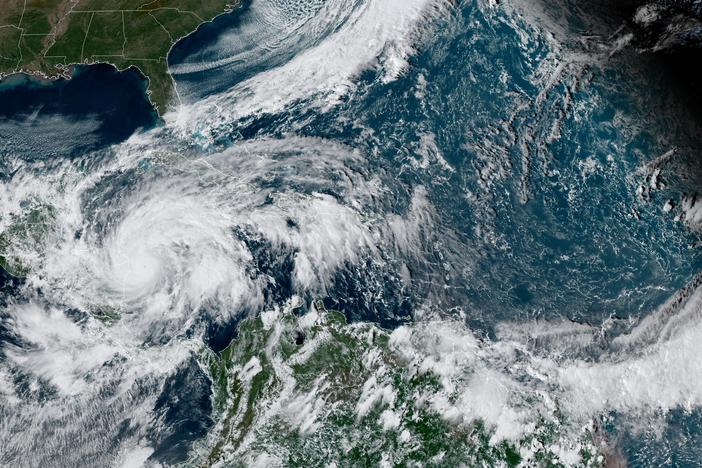 Satellite imagery of Hurricane Eta. It was upgraded to a major hurricane by the National Hurricane Center on Monday. It is expected to dump 35 inches of rain in some isolated areas of Nicaragua after making landfall.