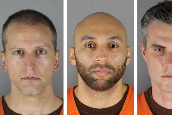 From left, Derek Chauvin, J. Alexander Kueng, Thomas Lane and Tou Thao. A Minnesota judge decided Thursday to try all four men together in the case of the killing of George Floyd.