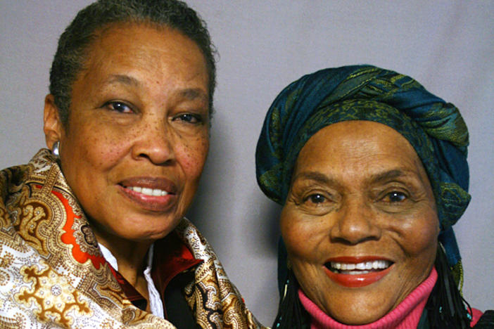 Ellaraino, right, spoke about her late great-grandmother with her friend Baki AnNur at StoryCorps in Los Angeles, in 2011.