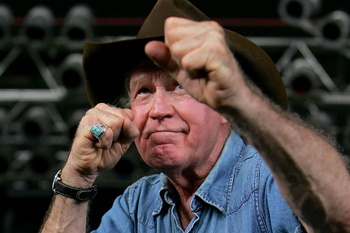 Billy Joe Shaver, photographed onstage during Willie Nelson's 4th of July Concert at the Verizon Wireless Amphitheater on July 4, 2008 in San Antonio, Texas.