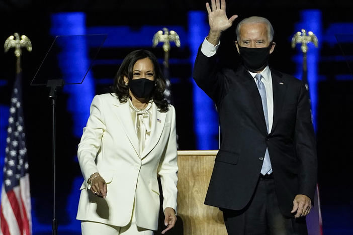 President-elect Joe Biden and Vice President-elect Kamala Harris, seen after addressing the nation Saturday evening, have launched their official transition website.