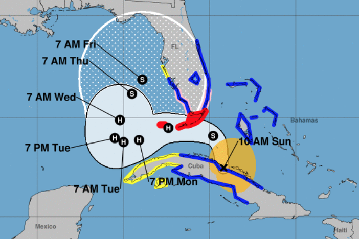 Tropical Storm Eta will brush the southern coast of Florida on Sunday before regrouping in the Gulf of Mexico and heading back toward the state.