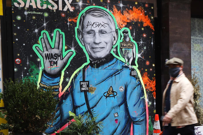 Dr. Anthony Fauci, here depicted in a mural in New York City, is "a proud son of Brooklyn" who is helping the country get through the COVID-19 pandemic, Brooklyn Borough President Eric Adams said.