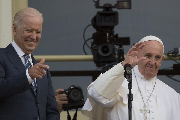 President-elect Joe Biden spoke Thursday morning with Pope Francis. The two met in Washington, D.C., in 2015.