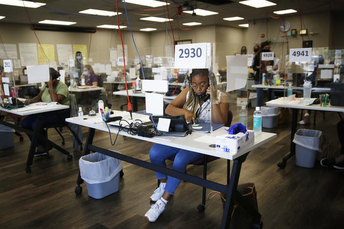 Shelby Dorsey, a contact tracer and a senior studying theater at the University of Illinois at Urbana-Champaign, makes calls at the local public health department. "Were not here to chastise," she says, "we're here to help."
