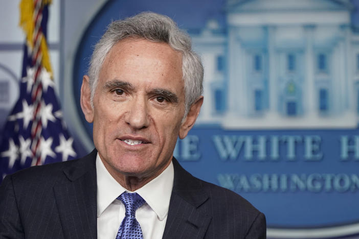 Dr. Scott Atlas, a member of the White House Coronavirus Task Force, speaks at a news conference in September in the briefing room of the White House.