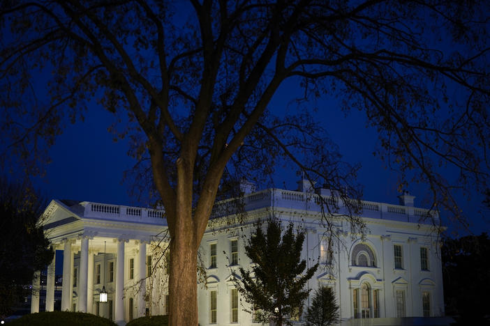 The White House seen at dusk on Monday.