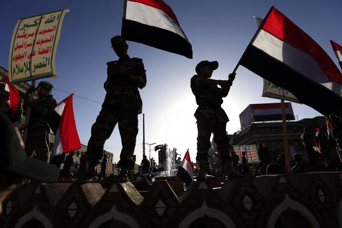 Supporters of Ansarallah, also known as the Houthi movement, gather last year to commemorate the anniversary of the group's takeover of Yemen's capital, Sanaa.