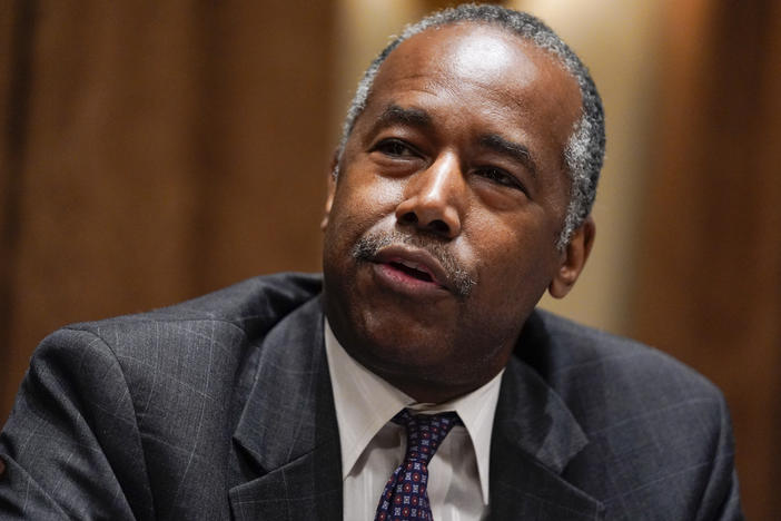 Ben Carson, here in June, posted about his recovery from COVID-19 on Facebook on Friday.
