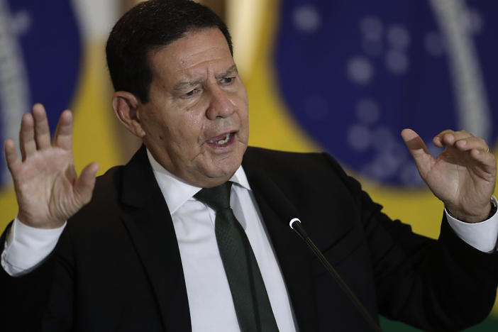 Brazil's Vice President Hamilton Mourao proclaimed racism doesn't exist in Brazil on the day the nation observes Black Consciousness Day. The comments come a day after a Black Brazilian died after an encounter with security guards and captured on cell phone video. He is seen above at a press conference earlier this month in Brasilia, Brazil.