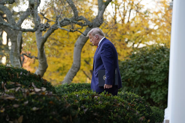 President Trump arrives to speak last week in the White House Rose Garden. He has benefited from the de facto immunity from prosecution that all presidents enjoy while in office.