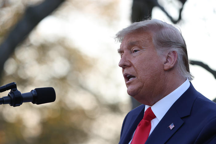 President Trump, here in the White House Rose Garden on Nov. 13, met with Republican lawmakers from Michigan on Friday as the state prepares to certify its election results.