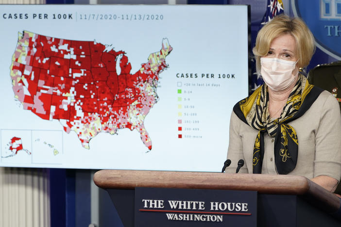 Dr. Deborah Birx, the White House's coronavirus response coordinator, speaks during a briefing with the coronavirus task force at the White House on Thursday. The Food and Drug Administration has granted emergency use authorization for a second antibody treatment for COVID-19.