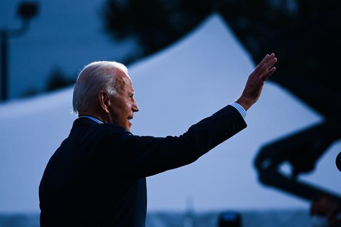 Joe Biden speaks to union members in Erie, Pa., on Oct. 10. The president-elect flipped Erie County back into Democrats' column.