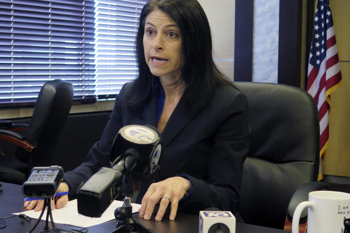 Michigan Attorney General Dana Nessel announced Tuesday her office is investigating threats against members of the Wayne County Board of Canvassers. Nessel seen above in March during a news conference in Lansing, Mich.