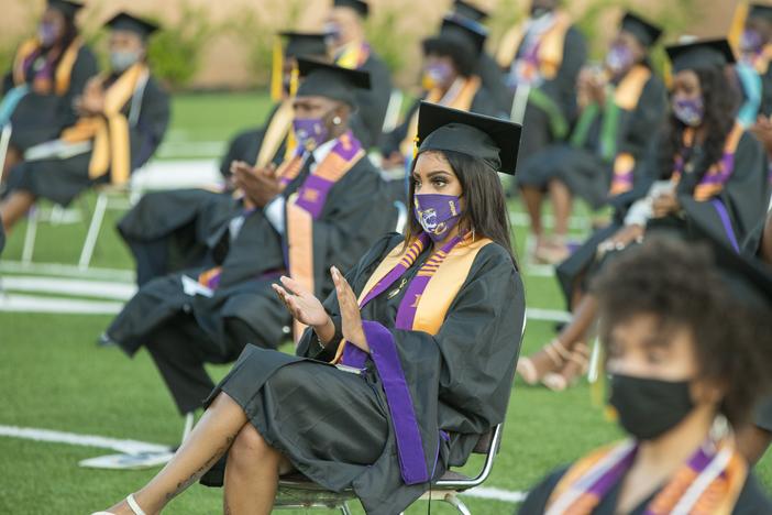 Roslyn Clark Artis, president of Benedict College, hosted a graduation ceremony for 180 students in the school's football stadium in August. She says she would recommend a socially distanced commencement to other colleges and universities — but she acknowledges it's harder to pull off with thousands of graduates.