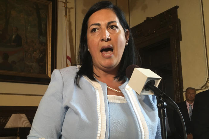 The Illinois Department of Veterans' Affairs, led by Linda Chapa LaVia, shown here in 2018, has ordered an independent investigation into a coronavirus outbreak at a veterans' home.