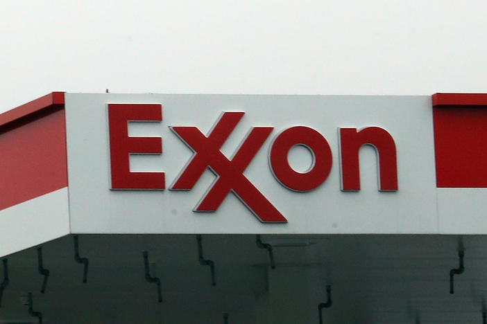 An Exxon station in Hicksville, N.Y., in March. Exxon Mobil Corp. announced up to $20 billion in write-downs of natural gas assets, the biggest such action ever by the company.