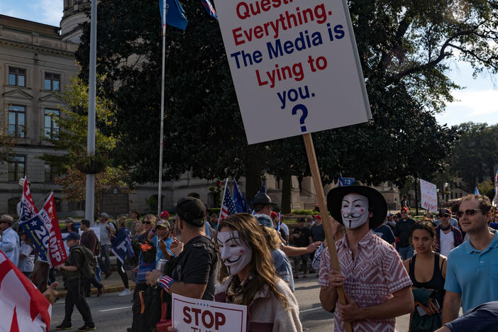 Supporters of President Trump host a 'Stop the Steal' protest outside of the Georgia State Capital building on Nov. 21, 2020.