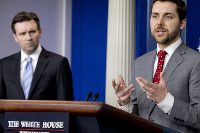 Brian Deese, seen here speaking to White House reporters in 2015, is President-elect Joe Biden's pick to lead the National Economic Council.
