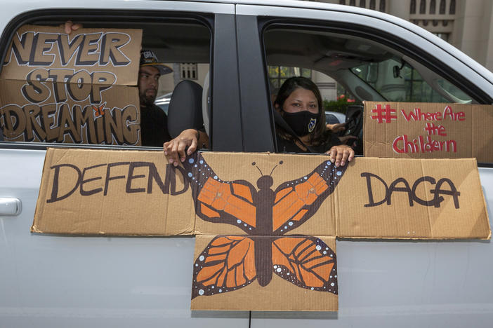 People demonstrate in June in Los Angeles in favor of the Deferred Action for Childhood Arrivals program. Immigrant rights advocates hailed a Friday court ruling allowing new applications as a "huge victory for people who have been waiting to apply for DACA for the first time."