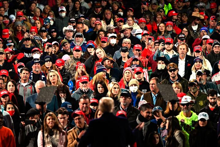 President Trump speaks at a rally to support Georgia's Republican Senate candidates in Valdosta, Ga., on Saturday. The state's two runoff races will decide which party will control the U.S. Senate.