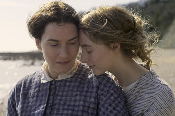 Kate Winslet and Saoirse Ronan star as Mary Anning and Charlotte Murchison in <em>Ammonite.</em>