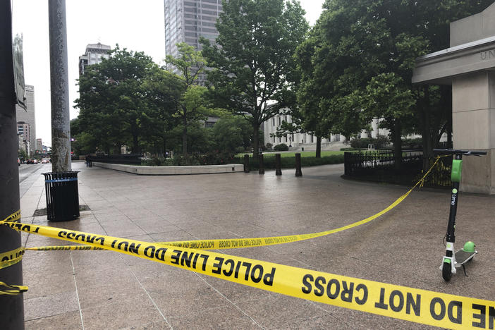 Police tape marks a corner of the Ohio Statehouse in Columbus last May after protests over the death of George Floyd. Columbus police are investigating the shooting death of a Black man last week by a Franklin County sheriff's deputy.