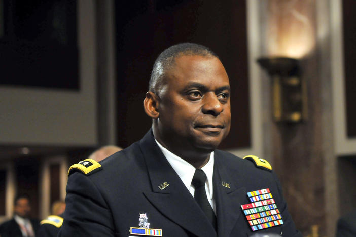In this 2010 photo, Army Lt. Gen. Lloyd Austin appears at a Senate Armed Services Committee hearing on his  reappointment to be commander of the U.S. forces in Iraq. President-elect Joe Biden plans to nominate Austin as the first African-American to be defense secretary.