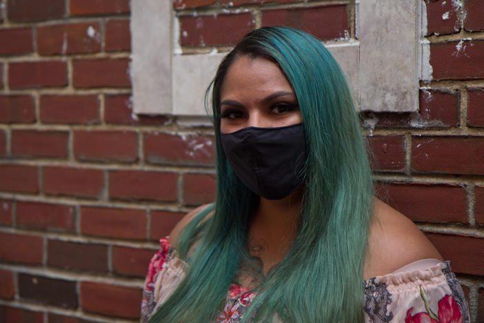 Software engineer Adriana Kaplan outside her home in South Philadelphia.