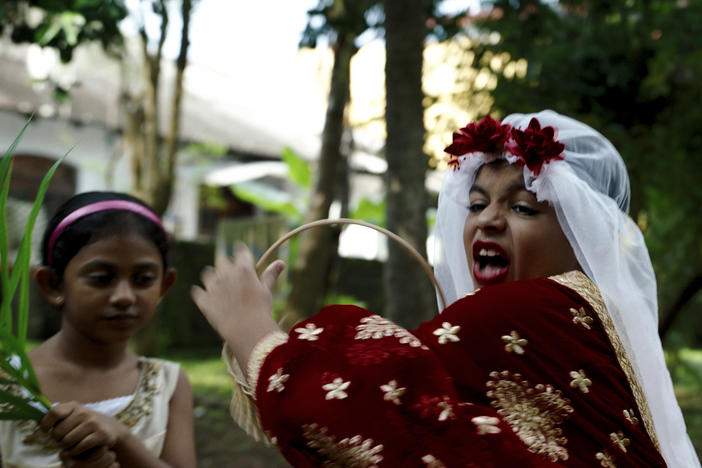 Arush Nand plays the young Arjie at his make-believe wedding in <em>Funny Boy</em>.