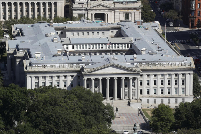 The U.S. Treasury Department, shown here in 2019, has been hacked along with the U.S. Commerce Department, according to reports. Russia is suspected, but denies involvement. The U.S. government has acknowledged a breach and says it is investigating to make a full assessment.