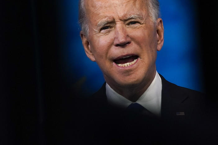 President-elect Joe Biden speaks after the Electoral College formally elected him president Monday.