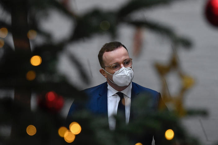 German Health Minister Jens Spahn arrives for a news conference Tuesday in Berlin. Germany is one of a handful of European countries to implement strict new coronavirus measures in anticipation of the holidays.