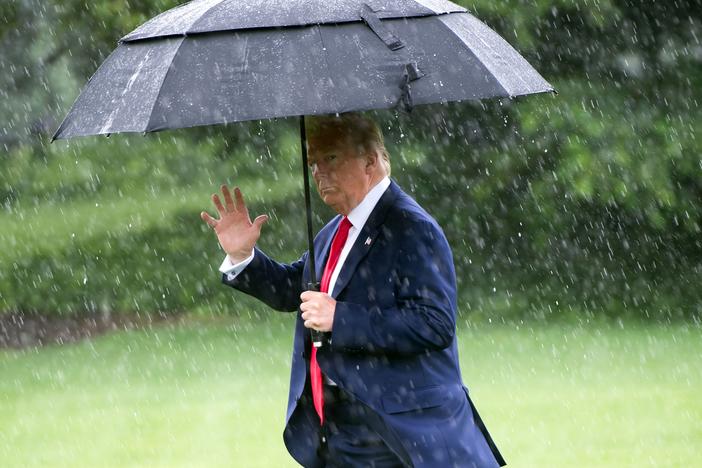 While on the campaign trail, President Trump, seen here on the South Lawn of the White House in June, frequently bemoaned what he viewed as insufficient water pressure of devices like showerheads.