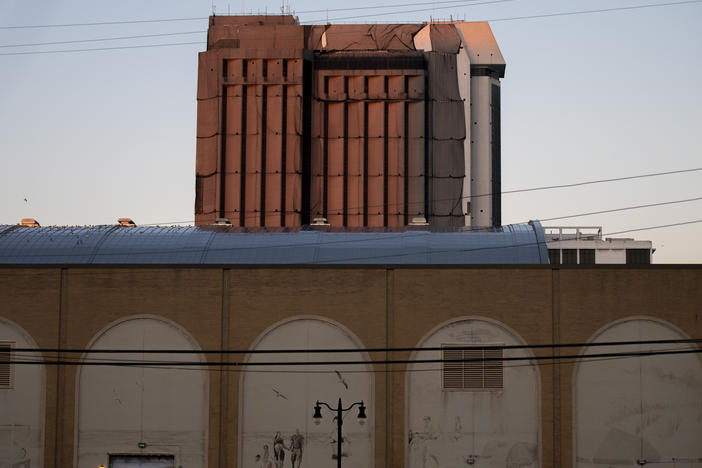 Evening light illuminates the Trump Plaza Hotel & Casino earlier this year in Atlantic City, N.J. The city's mayor, Marty Small, says that the right bid will buy one lucky person the right to activate the casino's planned implosion next month.