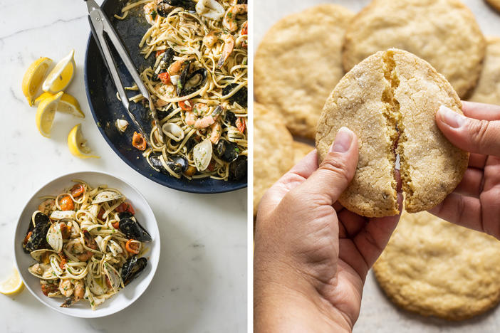 Linguine allo Scoglio and Chewy Hazelnut–Browned Butter Sugar Cookies from <em>America's Test Kitchen</em>.